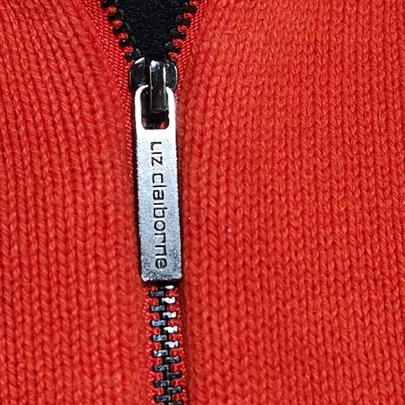 Liz Claiborne Women's Sweater Cardigan Full Zip Cable Knit Sleeves Orange Size M - Picture 7 of 9